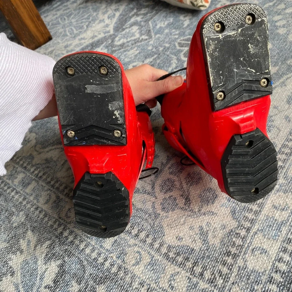 Salomon T1 Kids Red Ski Boots Character Graphics 16.0‎ 208mm Single Buckle Gorp